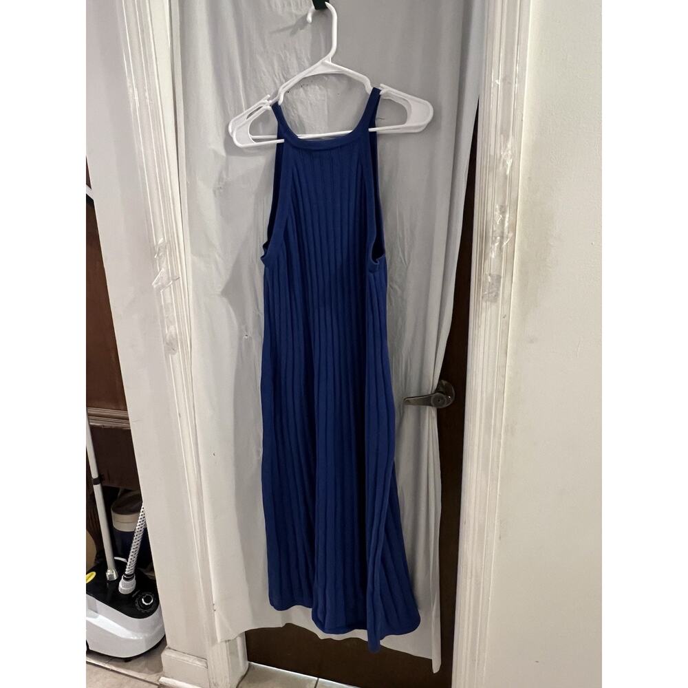 Boden Blue Sleeveless Halter Top Knitted Midi Dress Sz 12 No Size Tag - Picture 6 of 7